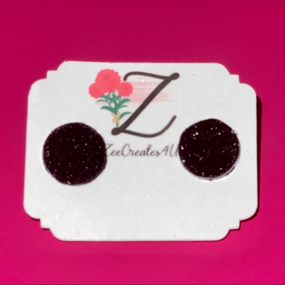 Black Resin Druzy Studs - Picture 1 of 1